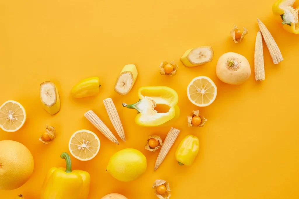 Frutas y Verduras de Naranja y Amarillo